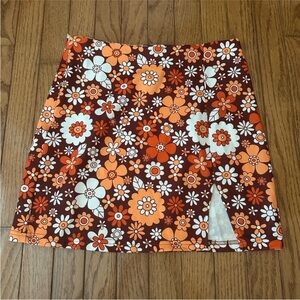 SHEIN Floral Mini Skirt in Brown and Orange